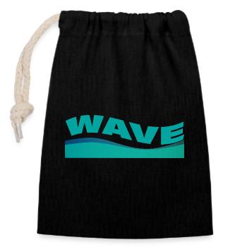 Wave - Closable cotton gift bag (14x20cm) - black - Front