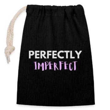 Lettrage parfaitement imparfait - Sac cadeau en coton avec cordon (14 x 20 cm) - noir - Devant