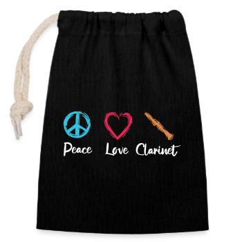 Paix Amour Clarinette - Sac cadeau en coton avec cordon (14 x 20 cm) - noir - Devant