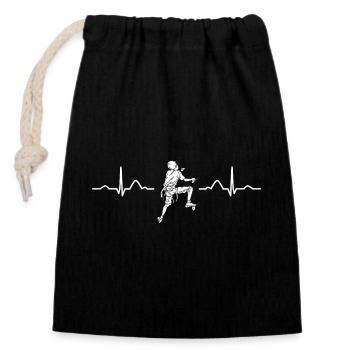 Boulderer heartbeat Bouldering Bouldering - Closable cotton gift bag (14x20cm) - black - Front
