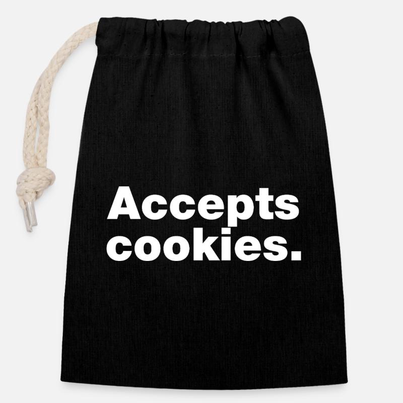 Accepte les cookies - Sac cadeau en coton avec cordon (14 x 20 cm) - noir