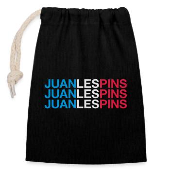 JUAN LES PINS Frankreich France Flag - Closable cotton gift bag (14x20cm) - black - Front