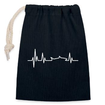 Haifisch Heartbeat weiss - Verschließbarer Geschenkbeutel aus Baumwolle (14x20cm) - Navy - Vorne