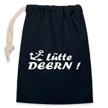 Lütte Deern - plattdeutsch norddeutsch Anker - Verschließbarer Geschenkbeutel aus Baumwolle (14x20cm) - Navy - Vorne