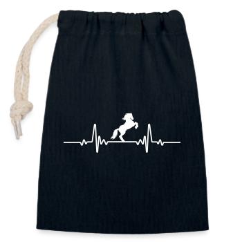 Cheval cabré balade en rythme cardiaque EKG sport équestre - Sac cadeau en coton avec cordon (14 x 20 cm) - bleu marine - Devant