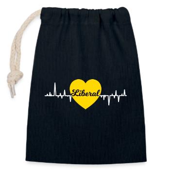Liberales Herz - Verschließbarer Geschenkbeutel aus Baumwolle (14x20cm) - Navy - Vorne