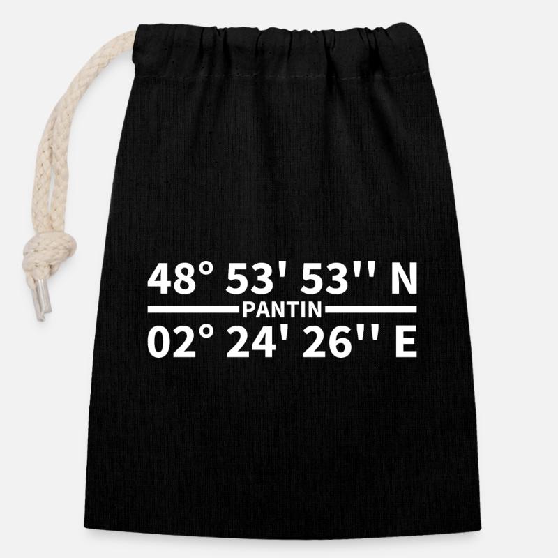 Pantin coordinates - Closable cotton gift bag (14x20cm) - black