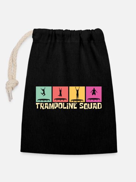 Trampoline Squad- Trampoline Geschenkidee - Verschließbarer Geschenkbeutel aus Baumwolle (14x20cm) - Schwarz