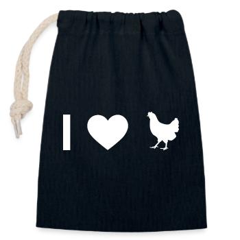 Moi cœur et poule - - Sac cadeau en coton avec cordon (14 x 20 cm) - bleu marine - Devant