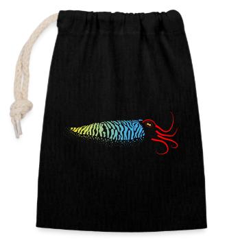 Sépia, Calmar dégradé - Sac cadeau en coton avec cordon (14 x 20 cm) - noir - Devant