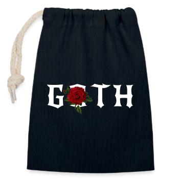 Goth , thème gothique avec une rose rouge - Sac cadeau en coton avec cordon (14 x 20 cm) - bleu marine - Devant