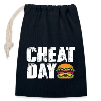 Burger au fromage - Sac cadeau en coton avec cordon (14 x 20 cm) - bleu marine - Devant