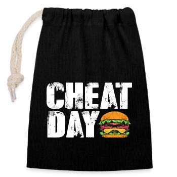 Cheeseburger Burger - Closable cotton gift bag (14x20cm) - black - Front