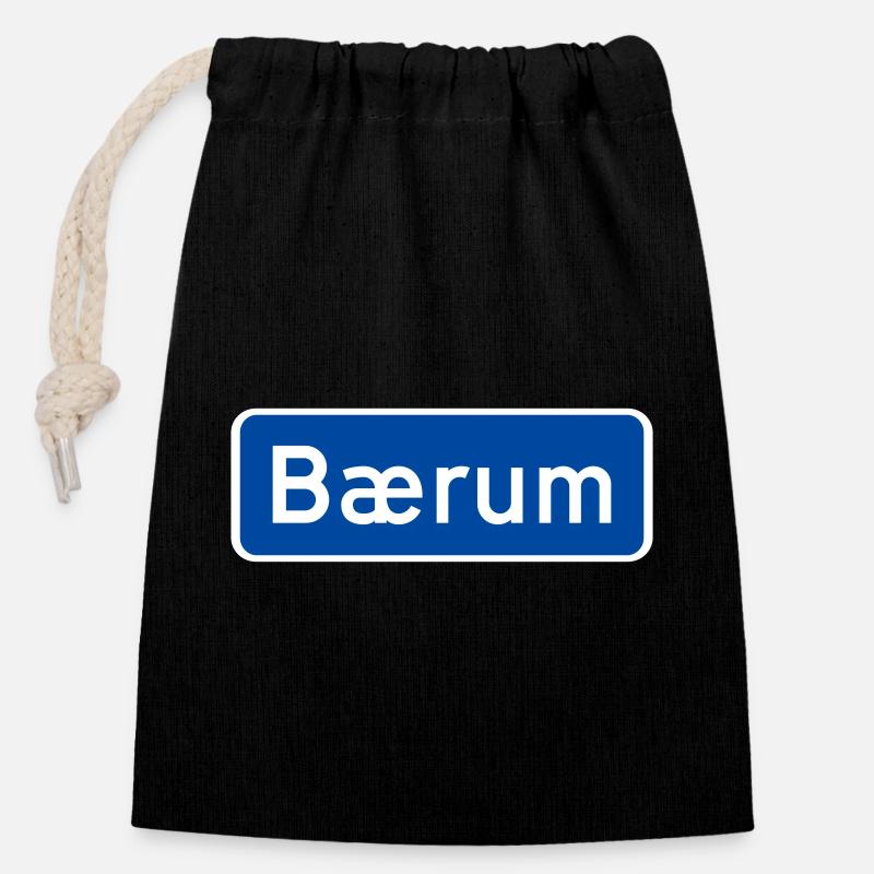 Baerum - Sac cadeau en coton avec cordon (14 x 20 cm) - noir