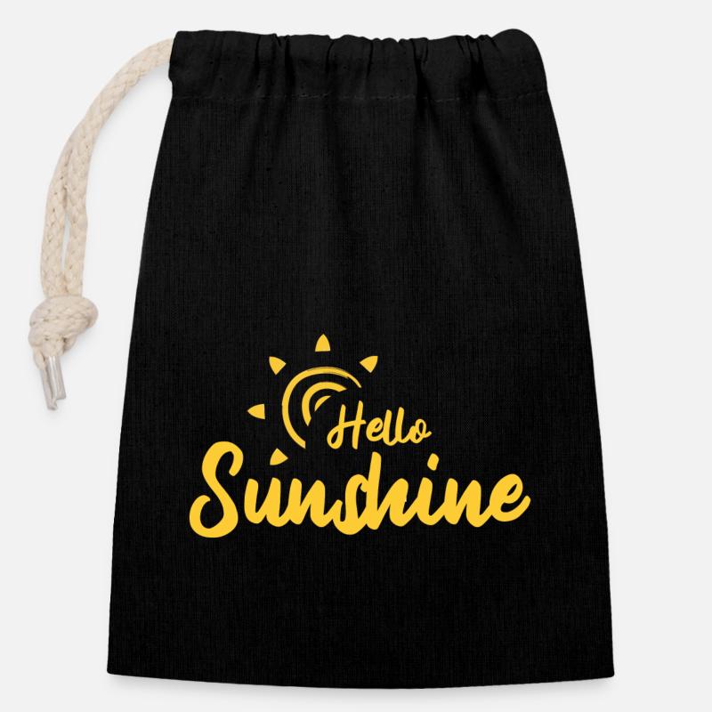 Hello Sunshine - Verschließbarer Geschenkbeutel aus Baumwolle (14x20cm) - Schwarz