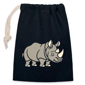 Nashorn - Verschließbarer Geschenkbeutel aus Baumwolle (14x20cm) - Navy - Vorne