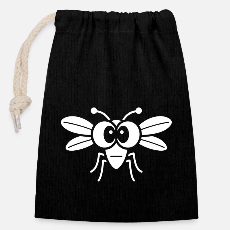 Mouche - Sac cadeau en coton avec cordon (14 x 20 cm) - noir