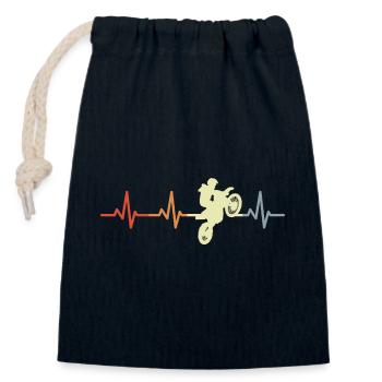 Motocross Fahrer Herzfrequenz Vintage - Verschließbarer Geschenkbeutel aus Baumwolle (14x20cm) - Navy - Vorne