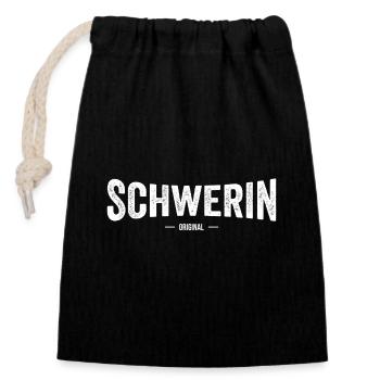 Schwerin Original - Verschließbarer Geschenkbeutel aus Baumwolle (14x20cm) - Schwarz - Vorne