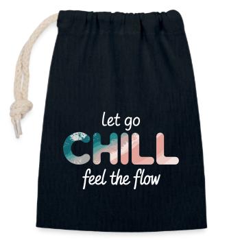 Flow Shirt für Urlaub & Vibes - Verschließbarer Geschenkbeutel aus Baumwolle (14x20cm) - Navy - Vorne