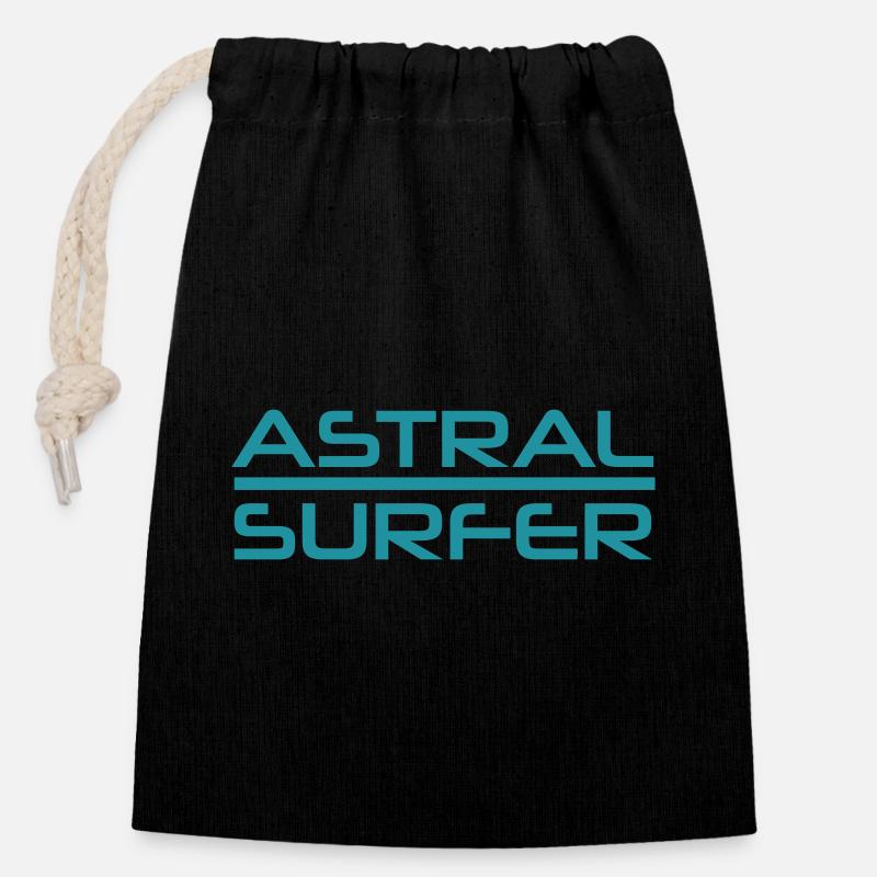 Astral Surfer Design - Closable cotton gift bag (14x20cm) - black