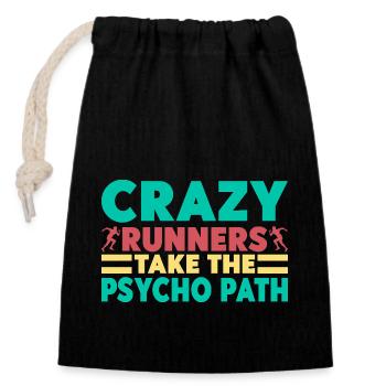 Running Crazy Runners Marathon Runner - Closable cotton gift bag (14x20cm) - black - Front