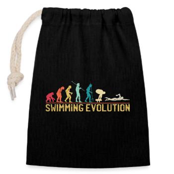 Schwimmen Evolution Fortschritt Illustration - Verschließbarer Geschenkbeutel aus Baumwolle (14x20cm) - Schwarz - Vorne