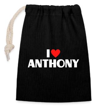 I love Anthony Rotes Herz Romantischer Name Fan - Verschließbarer Geschenkbeutel aus Baumwolle (14x20cm) - Schwarz - Vorne