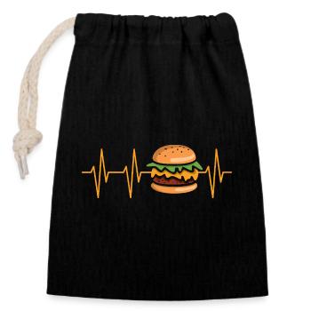 Bande dessinée Burger Heartbeat - Sac cadeau en coton avec cordon (14 x 20 cm) - noir - Devant
