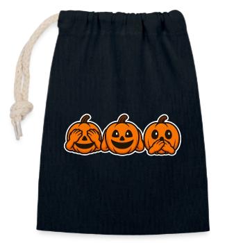Halloween Kürbisse – Die drei weisen Affen - Verschließbarer Geschenkbeutel aus Baumwolle (14x20cm) - Navy - Vorne