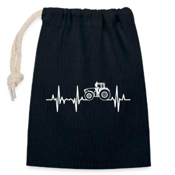 Fréquence cardiaque du tracteur - Sac cadeau en coton avec cordon (14 x 20 cm) - bleu marine - Devant