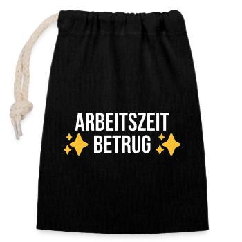 Arbeitszeitbetrug Meme - Verschließbarer Geschenkbeutel aus Baumwolle (14x20cm) - Schwarz - Vorne