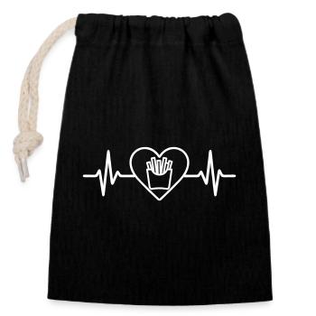 Frites Cœur Snack Fast Food  - Sac cadeau en coton avec cordon (14 x 20 cm) - noir - Devant