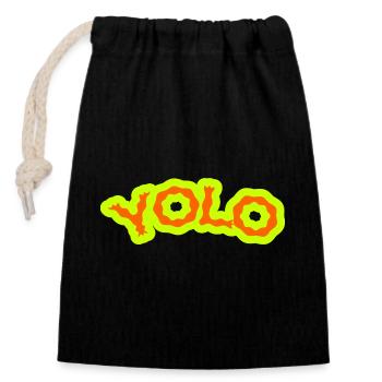 YOLO - Neon PsyPop Retro - Closable cotton gift bag (14x20cm) - black - Front