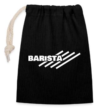 Barista als Arbeitsplatz - Verschließbarer Geschenkbeutel aus Baumwolle (14x20cm) - Schwarz - Vorne
