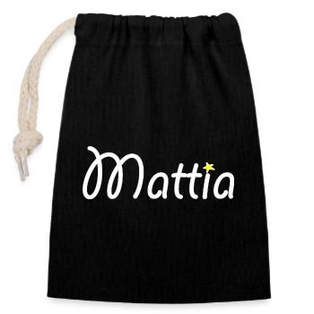 Mattia - Sac cadeau en coton avec cordon (14 x 20 cm) - noir - Devant