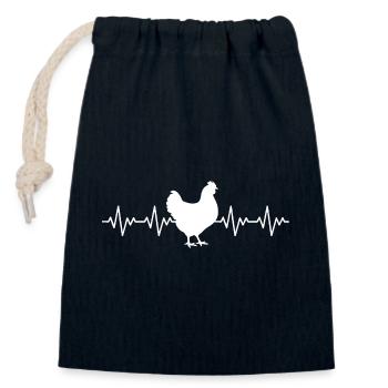 Rooster Rooster Hen ECG Heartbeat - Closable cotton gift bag (14x20cm) - navy - Front