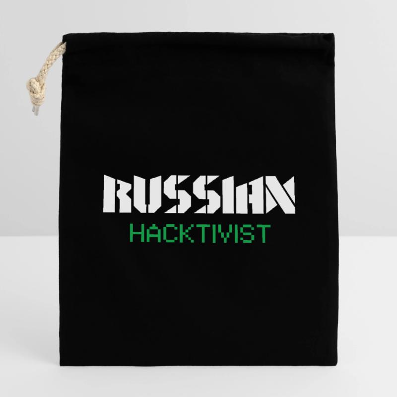 Conception de cybersécurité par hacktiviste russe Sac cadeau en coton avec cordon (14 x 20 cm)