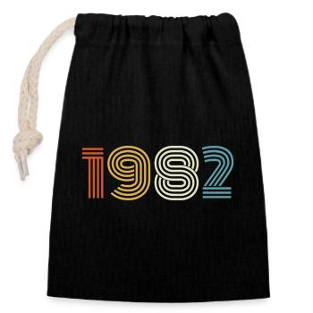 1982 Gift 1982 Vintage 1982 - Closable cotton gift bag (14x20cm) - black - Front