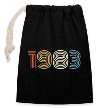 1983 Gift 1983 Vintage 1983 - Closable cotton gift bag (14x20cm) - black - Front