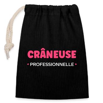 Crane - Closable cotton gift bag (14x20cm) - black - Front