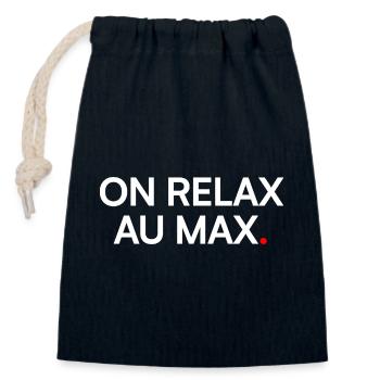 RELAX TO THE MAX. | Vacation Mode - Closable cotton gift bag (14x20cm) - navy - Front