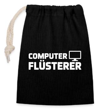 Computerflüsterer Shirt - Verschließbarer Geschenkbeutel aus Baumwolle (14x20cm) - Schwarz - Vorne