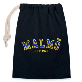 Malmö Est. 1976 - Closable cotton gift bag (14x20cm) - navy - Front