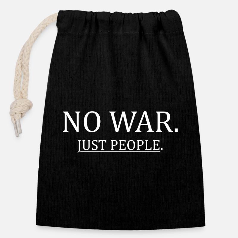 No War Just People Minimalist Peace Statement - Closable cotton gift bag (14x20cm) - black