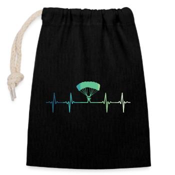 Paragliding heartbeat paraglider - Closable cotton gift bag (14x20cm) - black - Front