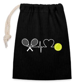 Tennis Heartbeat Tennis Player - Closable cotton gift bag (14x20cm) - black - Front
