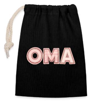 Oma Retro Schriftzug Geschenk Idee Patchwork - Verschließbarer Geschenkbeutel aus Baumwolle (14x20cm) - Schwarz - Vorne