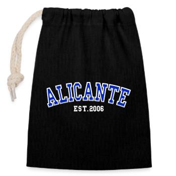 Alicante gegründet 2006 - Verschließbarer Geschenkbeutel aus Baumwolle (14x20cm) - Schwarz - Vorne