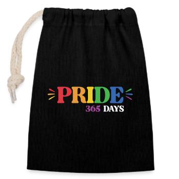 Mois de la Fierté LGBT - Fierté 365 - Sac cadeau en coton avec cordon (14 x 20 cm) - noir - Devant